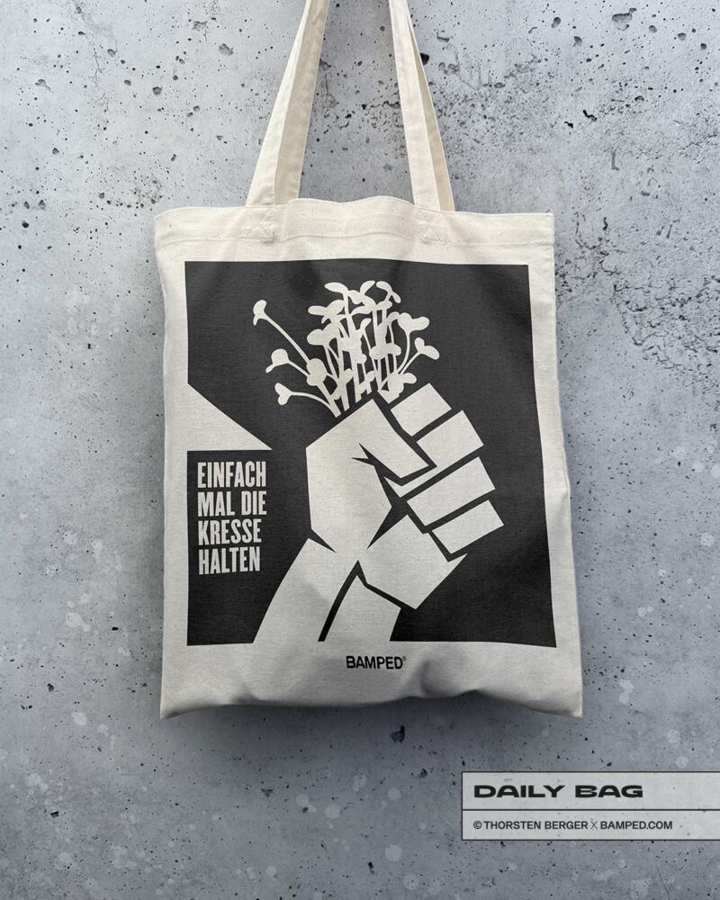 BAUMWOLLTASCHE "KRESSE HALTEN" / NATURAL – Bild 1