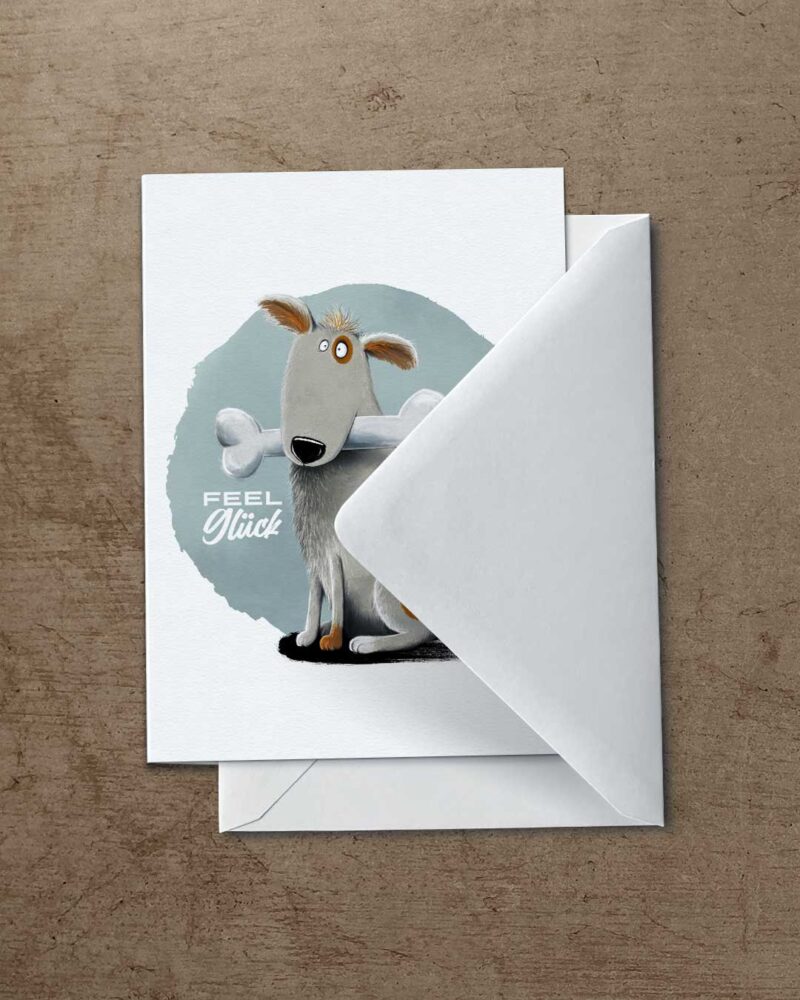 Grußkarte "Feel Glück Hund" | 115x165mm inkl. DIN B6-Umschlag – Bild 2