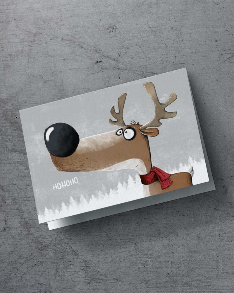 0015_Grußkarte_Plano_Rudi_Hohoho Grußkarte "Rentier Rudi Hohoho" | 115x165mm inkl. DIN B6-Umschlag – Bild 1