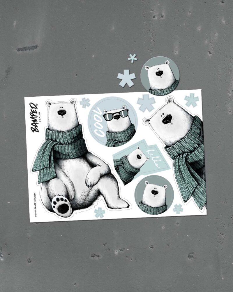 Stickerbogen "Eisbär Neo" | 10 Sticker auf DIN A6-Bogen – Bild 1