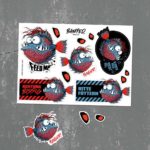 Stickerbogen "Franjo El Piranho" | 10 Sticker auf DIN A6-Bogen