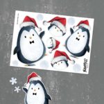 Stickerbogen "XMas Pinguine" | 10 Sticker auf DIN A6-Bogen