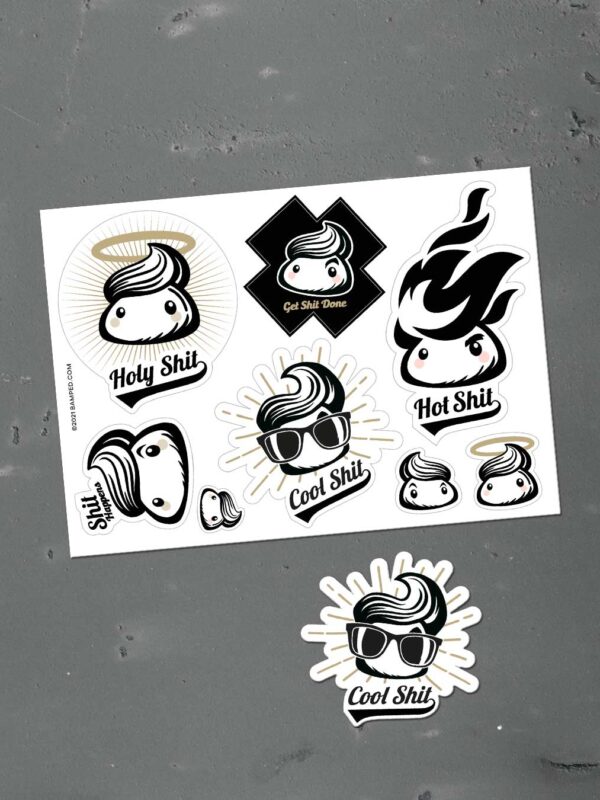 Stickerbogen "Shit Happens" | 8 Sticker auf DIN A6-Bogen