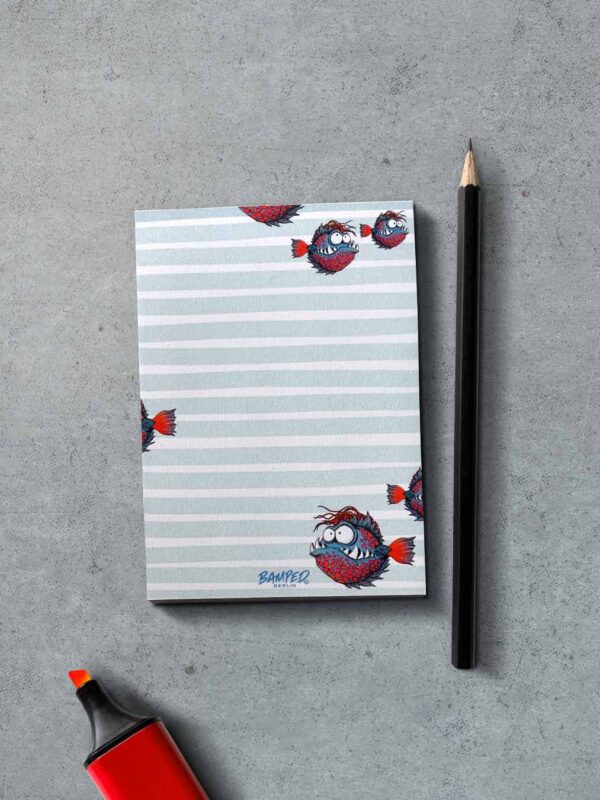 Notizblock "Franjo El Piranho" | DIN B7 88 x 125 mm | 25 Blatt