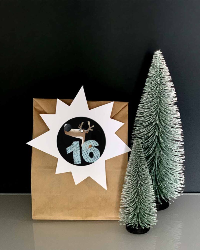 24 Adventskalendersticker "Rentier Rudi" | je 6 Sticker auf 4 DIN A6-Bögen – Bild 4