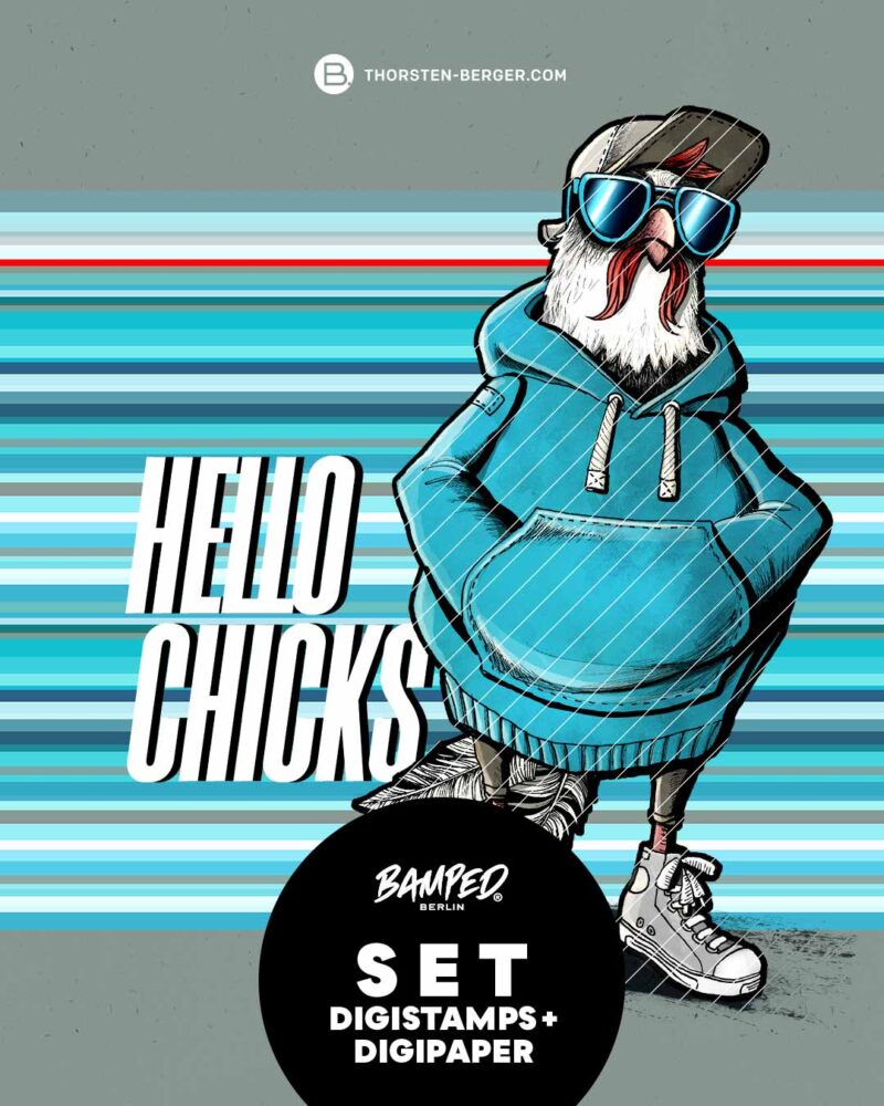 BAMPED_Digiset_Chuck_Chicken_Thorsten_Berger Digistamp & Digipaper by Thorsten Berger for BAMPED®