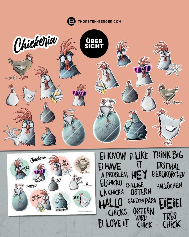 Digistamps + Motivbogen "Chickeria" – Bild 2