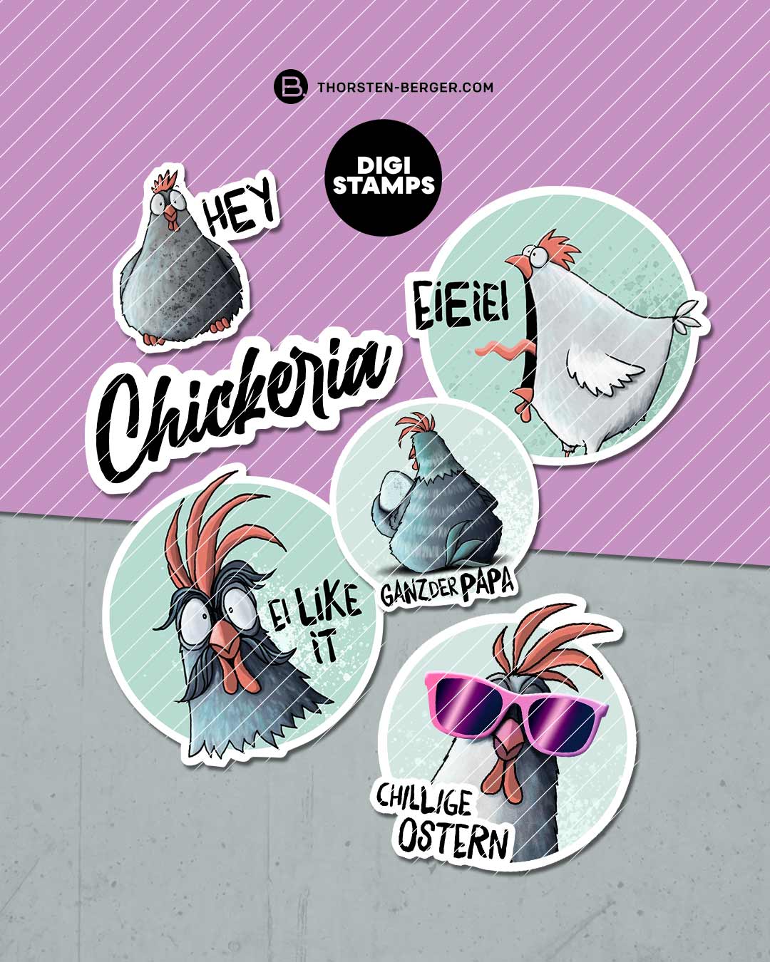 BAMPED® Digistamps Chickeria by Thorsten Berger