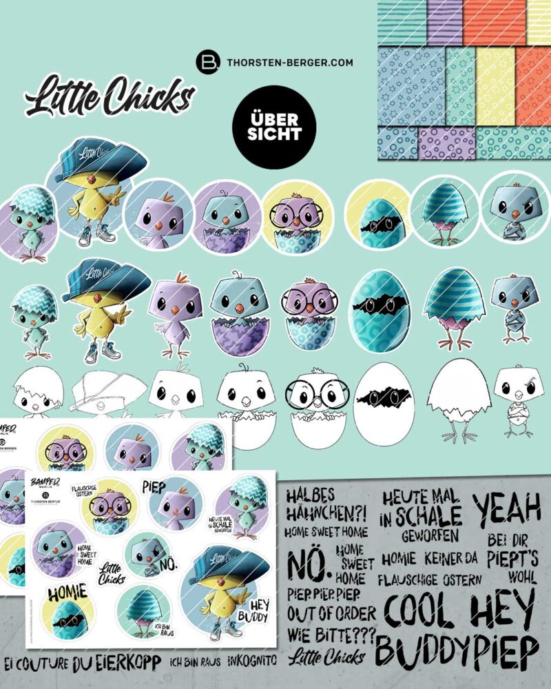 BAMPED SET Digistamps "Little Chicks" by Thorsten Berger