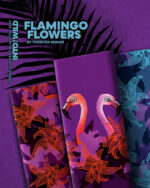 Allover FLAMINGO FLOWERS | Viskose | Purple, Bloodorange – Bild 8
