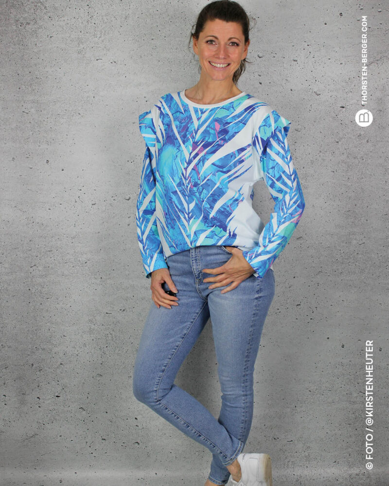 Allover WILDLIFE "Palmleaf" | Jersey Baumwolle | Bunt, Weiß – Bild 6