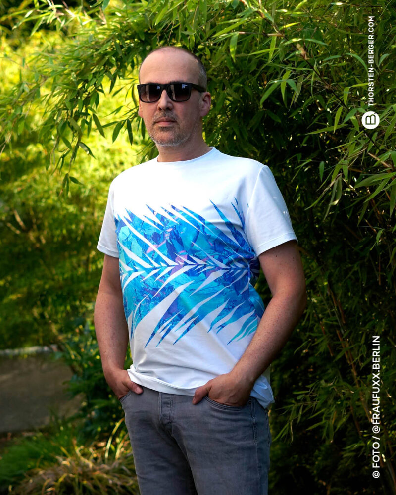 Allover WILDLIFE "Palmleaf" | Jersey Baumwolle | Bunt, Weiß – Bild 4