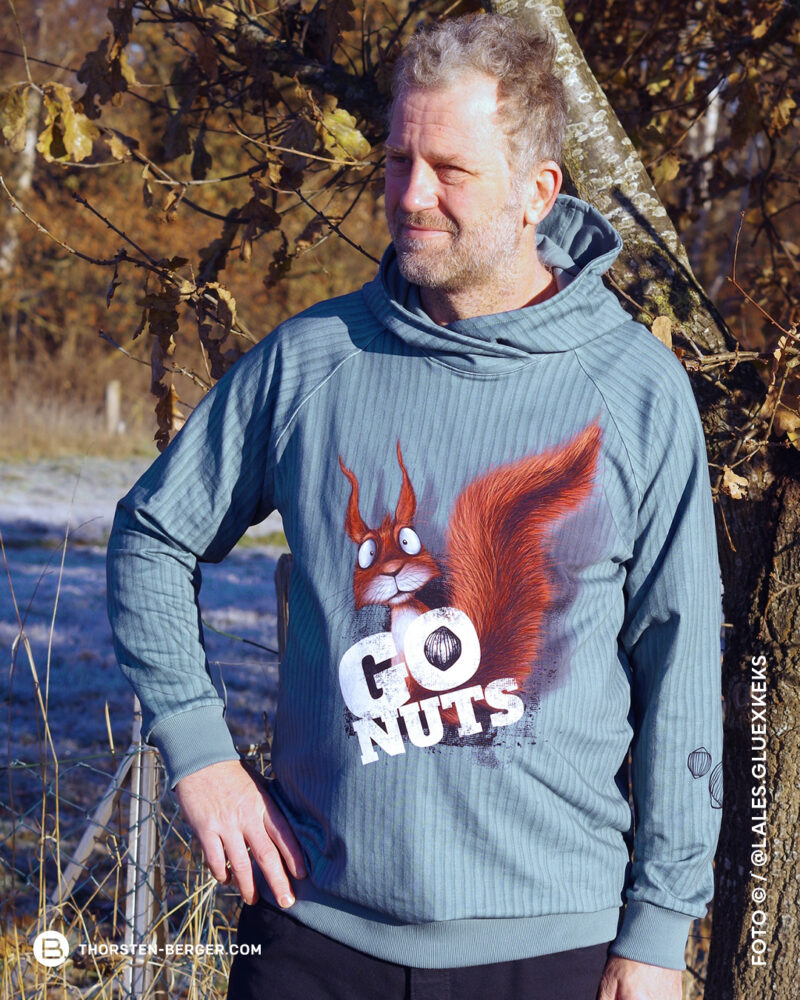 Panel "GO NUTS" Stripes | French Terry | Dusty Mint – Bild 5