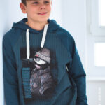 Panel "WOODWORKER" | French Terry | Forestblue