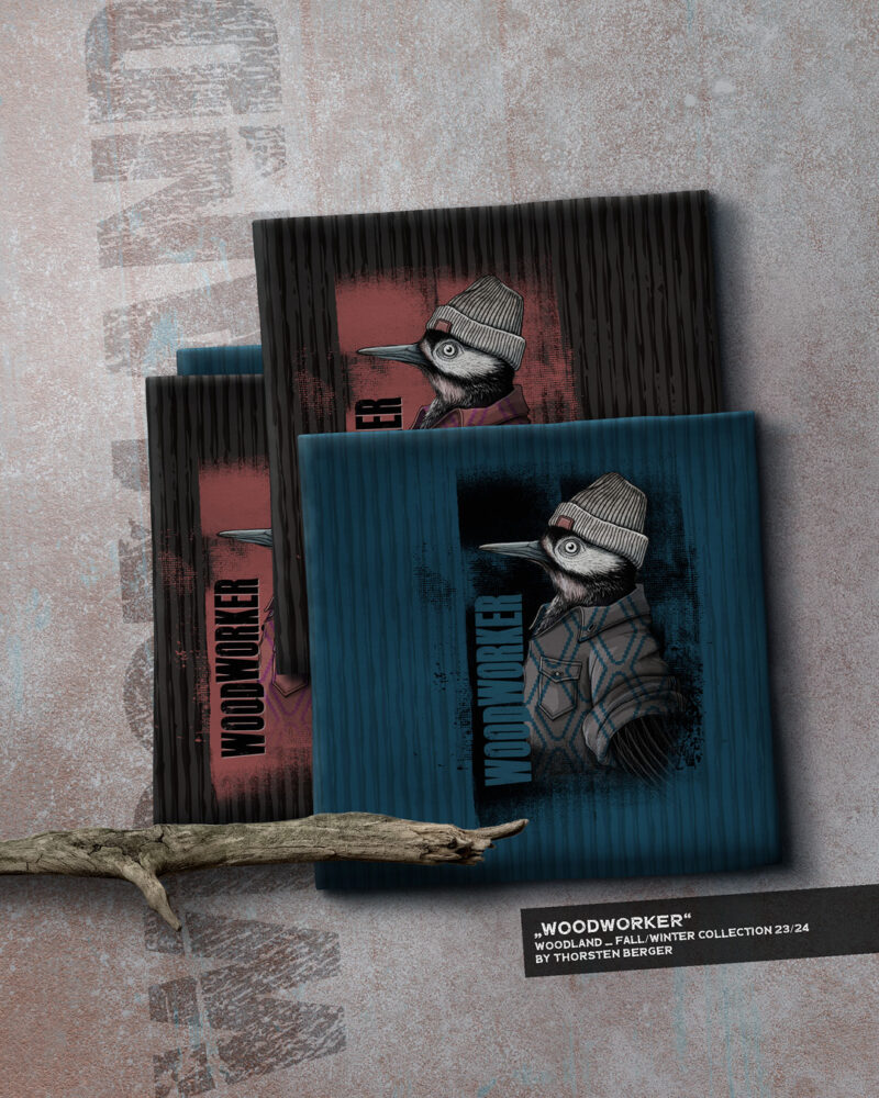 BAMPED_SWAFING_Woodland_Thorsten_Berger_jpg37 Panel "WOODWORKER" | French Terry | Forestblue – Bild 6