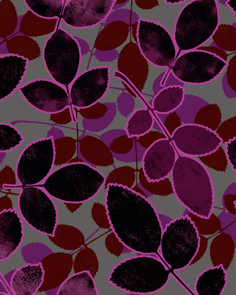 Allover "LEAF STAMPS" | Viskose | Aubergine – Bild 3