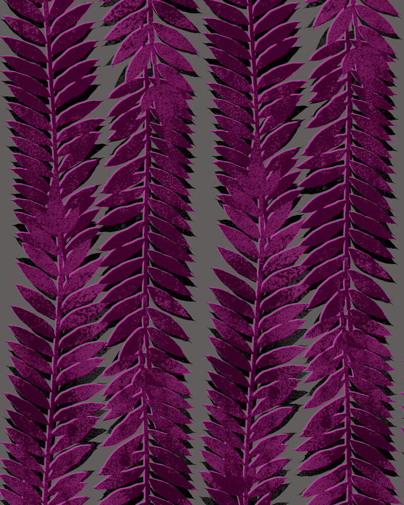 Allover "LEAF STAMPS RANKEN" | Viskose | Aubergine – Bild 2