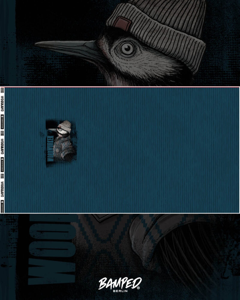 Woodland_Thorsten_Berger_Panele_2 Panel "WOODWORKER" | French Terry | Forestblue – Bild 3