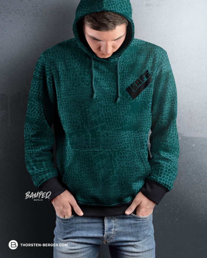 ALLOVER PAWERFUL "Poodle Pepper" | French Terry | Pythongreen – Bild 2