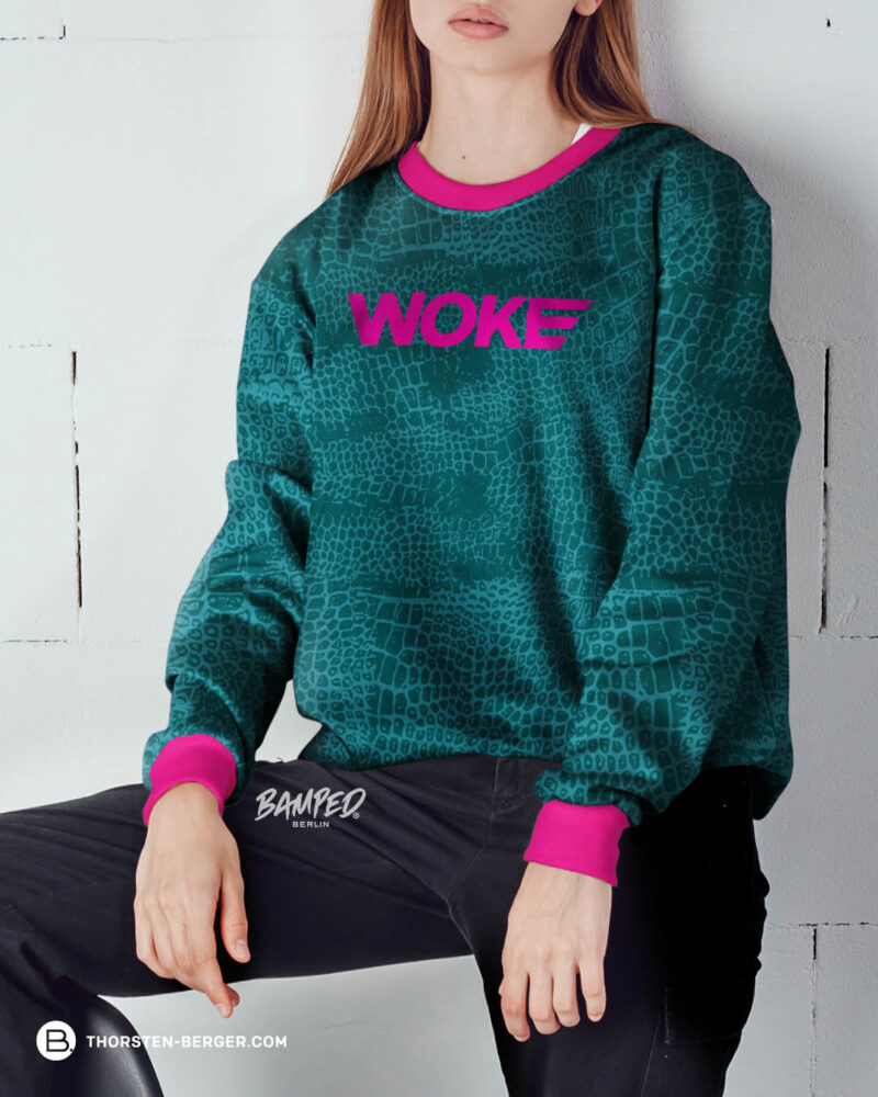 ALLOVER PAWERFUL "Poodle Pepper" | French Terry | Pythongreen – Bild 3