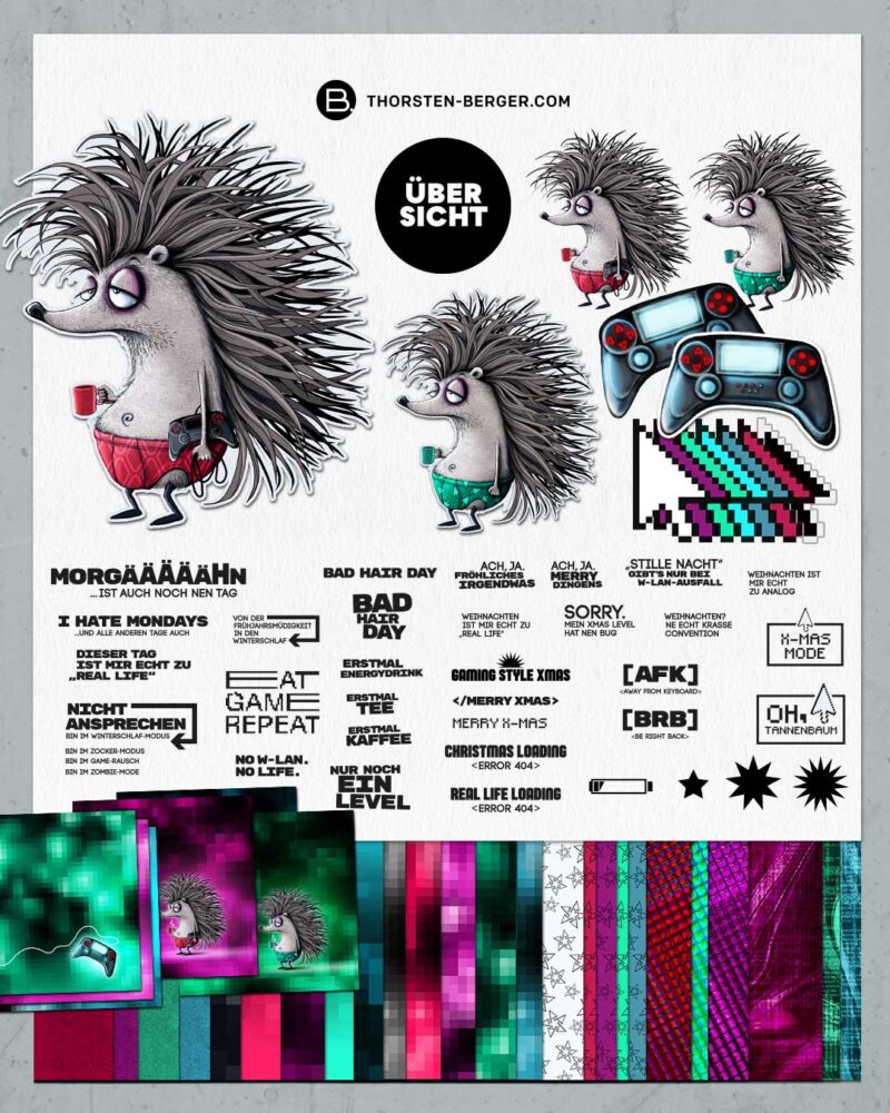 BAMPED_Thorsten_Berger_Digiset_Igel_Iggy_3a Digistamps + Digipaper "Igel Iggy" – Bild 2