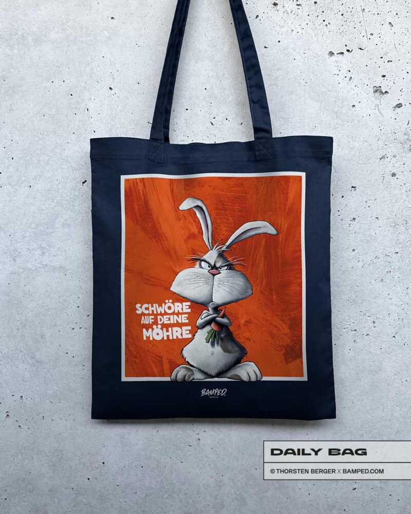 21025006_Bag_Auf_deine_Moehre_French_Navy_1 BAUMWOLLTASCHE "AUF DEINE MÖHRE" – Bild 1