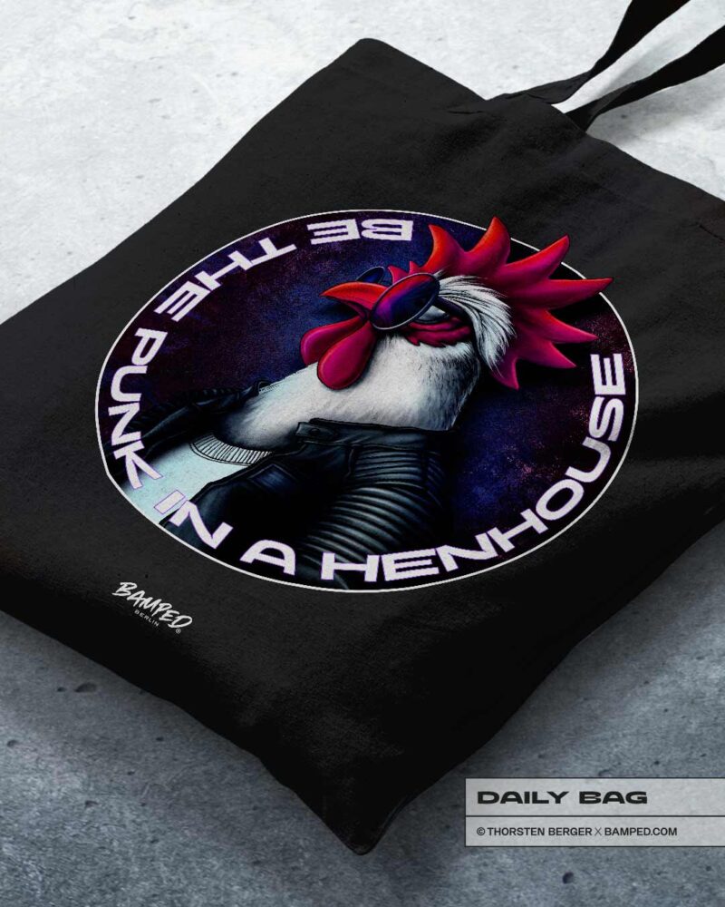 BAUMWOLLTASCHE "CHICKERIA PUNK" / BLACK – Bild 1