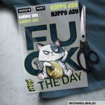 BÜGELBILD "Winkekatze" / FUCK