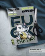 BÜGELBILD "Winkekatze" / FUCK