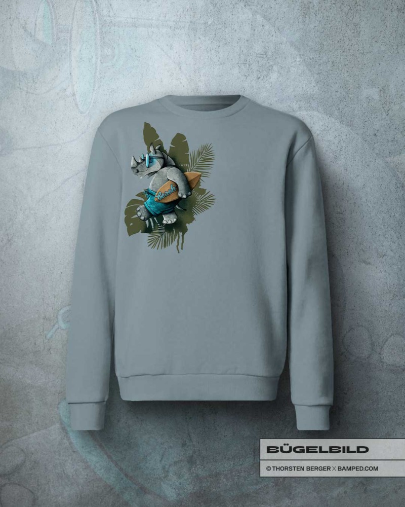 BÜGELBILD "SURFERHINO" / OLIV – Bild 3