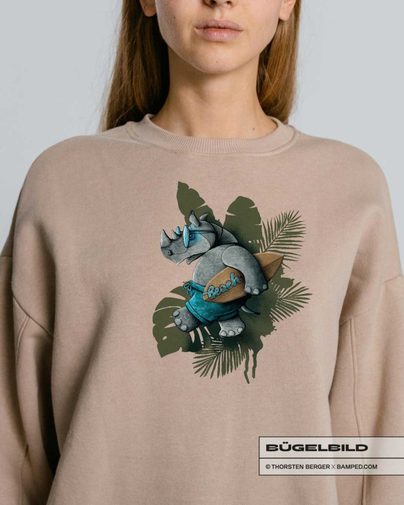 BÜGELBILD "SURFERHINO" / OLIV – Bild 2