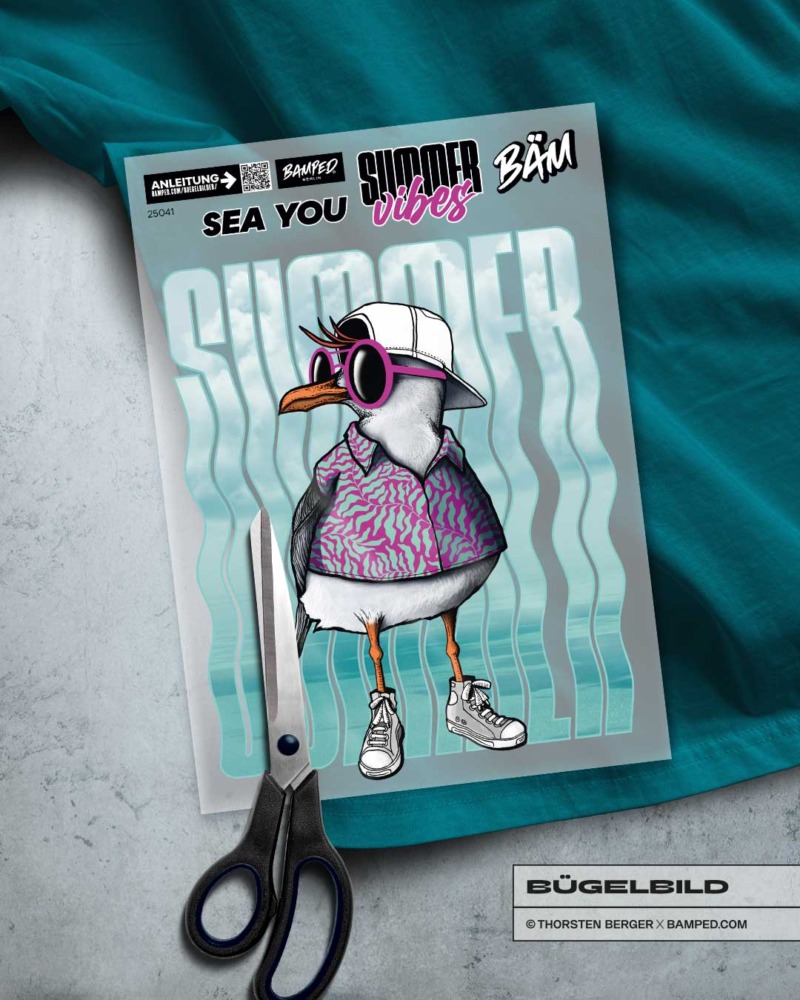 BÜGELBILD "SUMMER MÖWE" / FUCHSIA – Bild 2