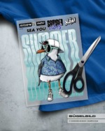 BÜGELBILD "SUMMER MÖWE" / TÜRKIS