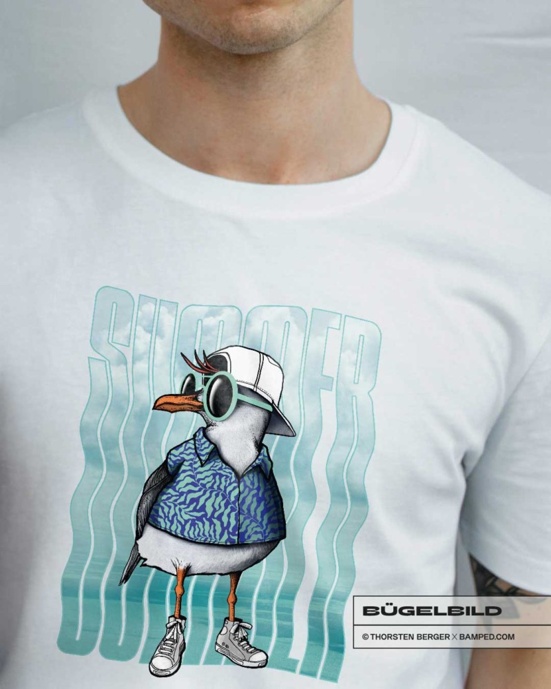 BÜGELBILD "SUMMER MÖWE" / TÜRKIS – Bild 2