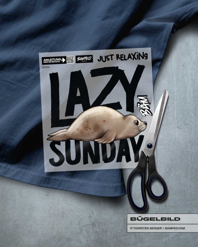 BÜGELBILD "Robbe Smiley" / Lazy Sunday Black – Bild 2