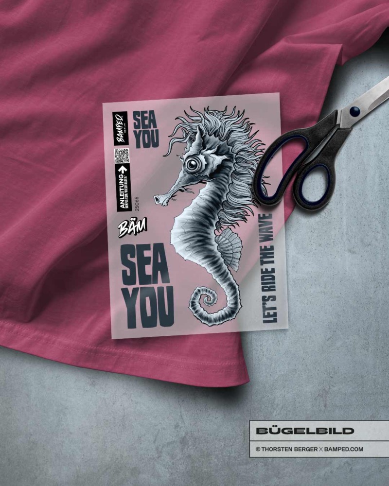 BÜGELBILD "Seepferd Skippy" / Oceangrau – Bild 2