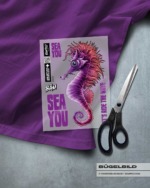 BÜGELBILD "Seepferd Skippy" / Lila