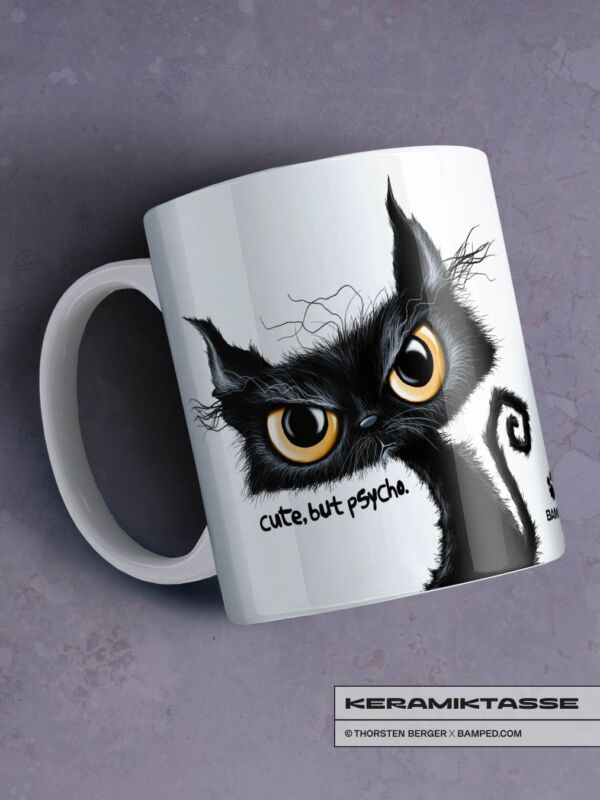 KERAMIKTASSE "BLACK CAT" / PSYCHO