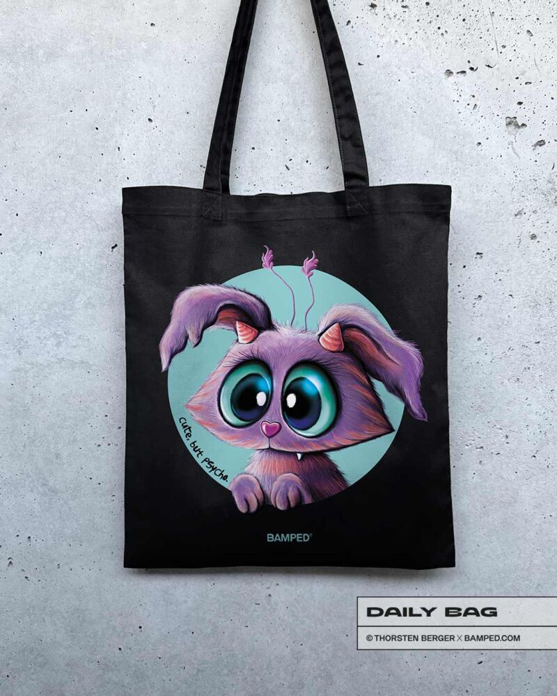 21025018_LTB_Fluffy_Black_1 BAUMWOLLTASCHE "CUTY" / MONSTA COLLECTION – Bild 1