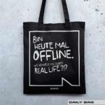 BAUMWOLLTASCHE "BIN MAL OFFLINE"