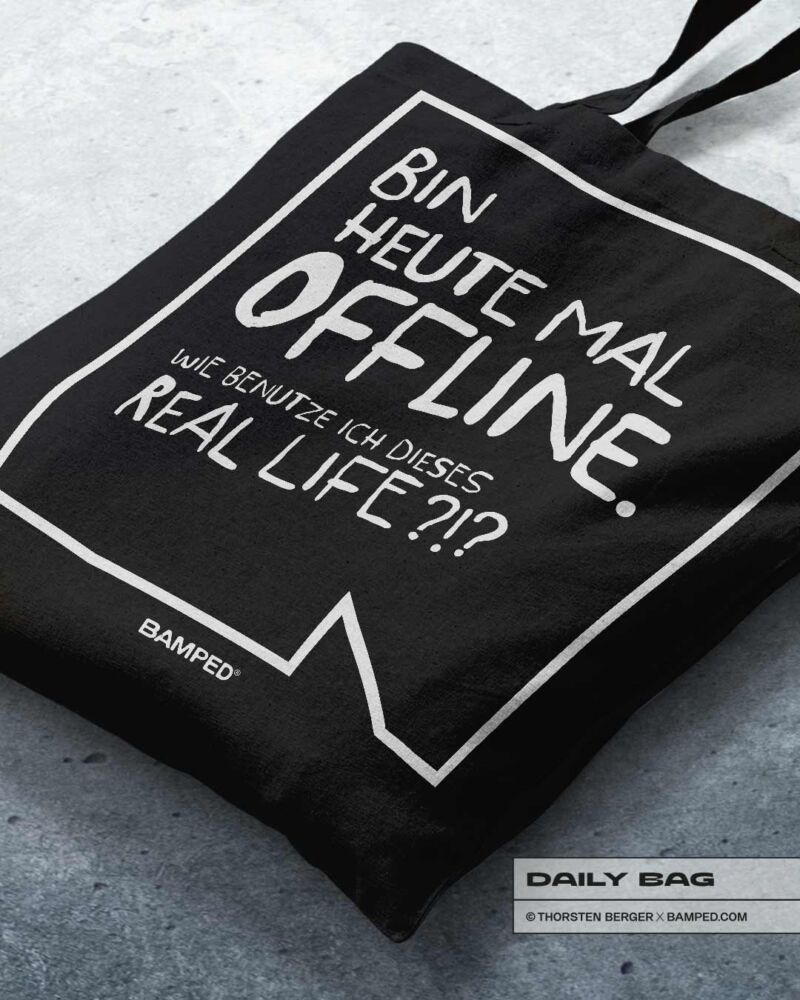 BAUMWOLLTASCHE "BIN MAL OFFLINE" – Bild 2