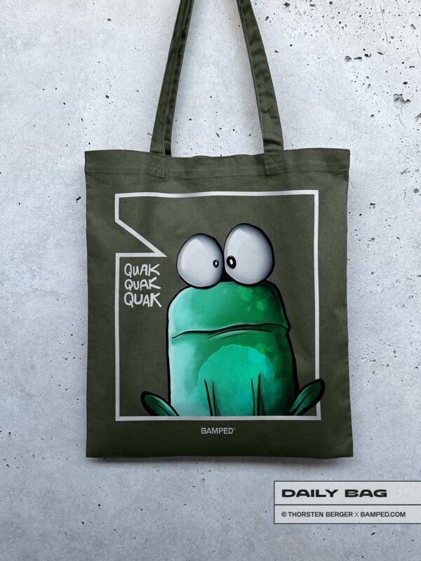 BAUMWOLLTASCHE "FROSCH EDDI / QUAK QUAK QUAK"
