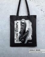 BAUMWOLLTASCHE "SLOW DOWN"