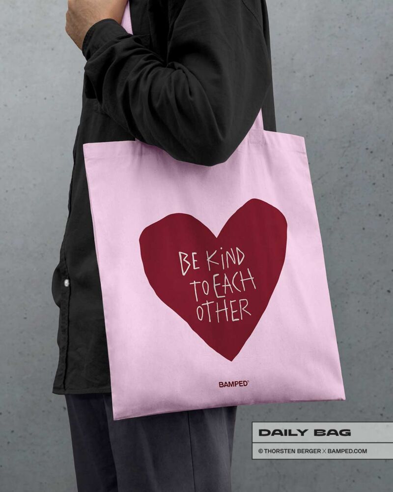 BAUMWOLLTASCHE "BE KIND" / COTTON PINK – Bild 1