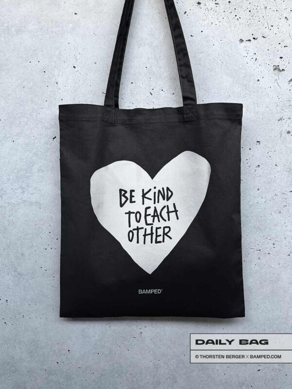 BAUMWOLLTASCHE "BE KIND" / BLACK