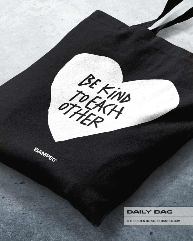 BAUMWOLLTASCHE "BE KIND" / BLACK – Bild 2