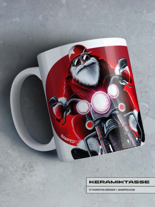 KERAMIKTASSE "SANTA CLAUS" / MOTORRAD