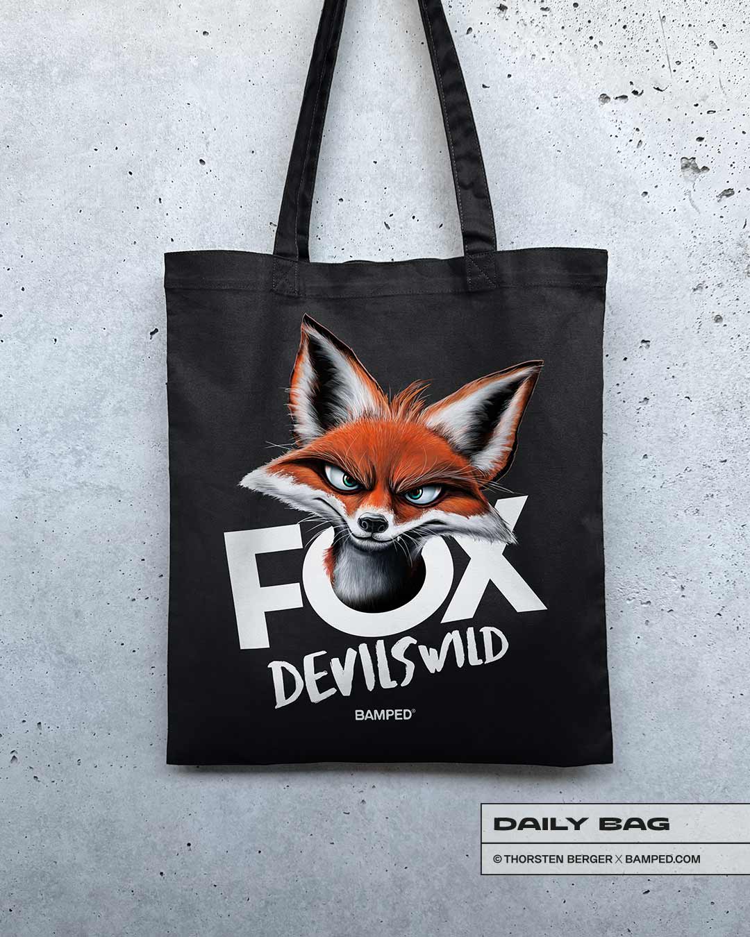 21025020_LTB_FoxDevilsWild_Black_2 BAUMWOLLTASCHE "FOX DEVILS WILD" – Bild 1