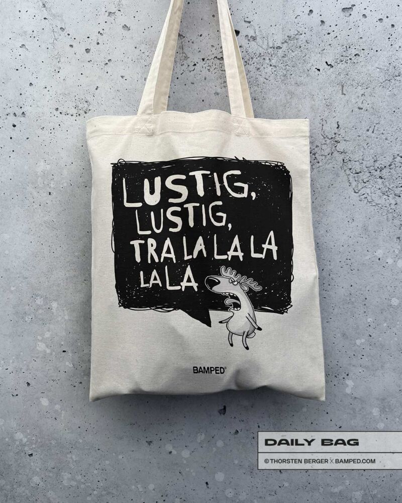 BAUMWOLLTASCHE "RENTIER RUDI" / LUSTIG TRALALALALA – Bild 3