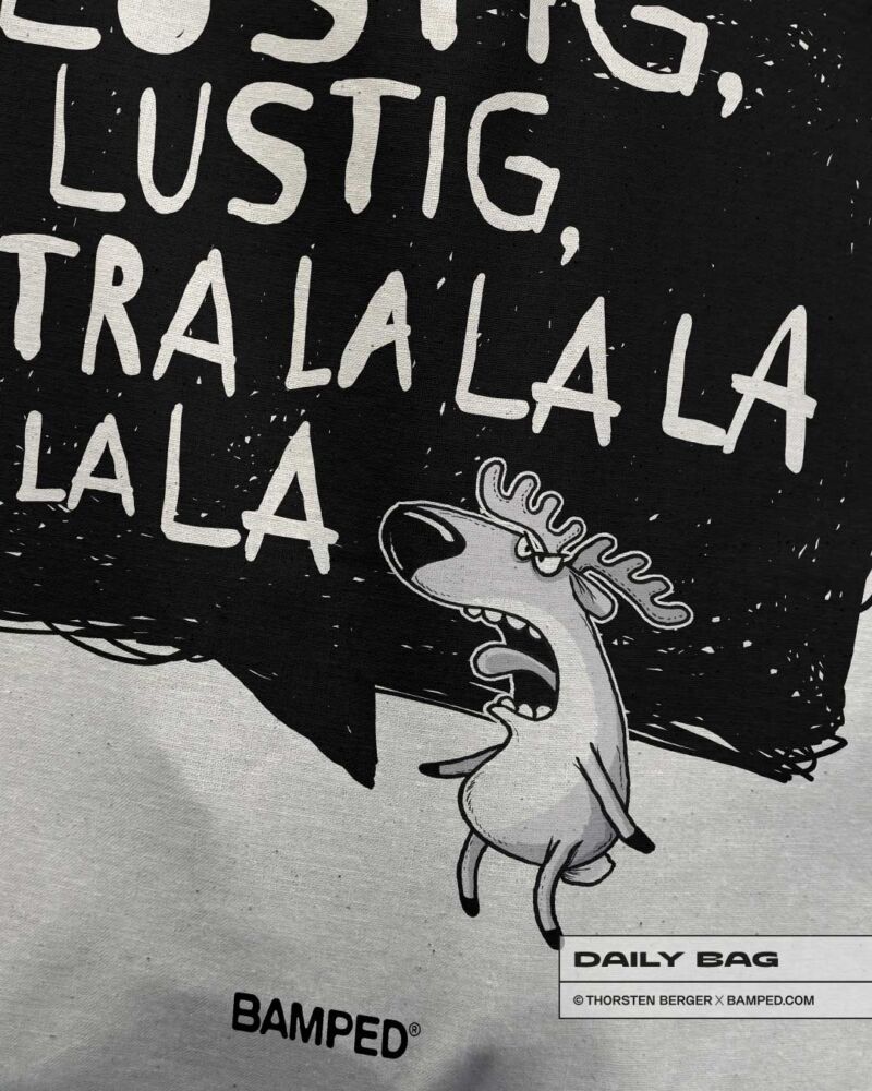 BAUMWOLLTASCHE "RENTIER RUDI" / LUSTIG TRALALALALA – Bild 2